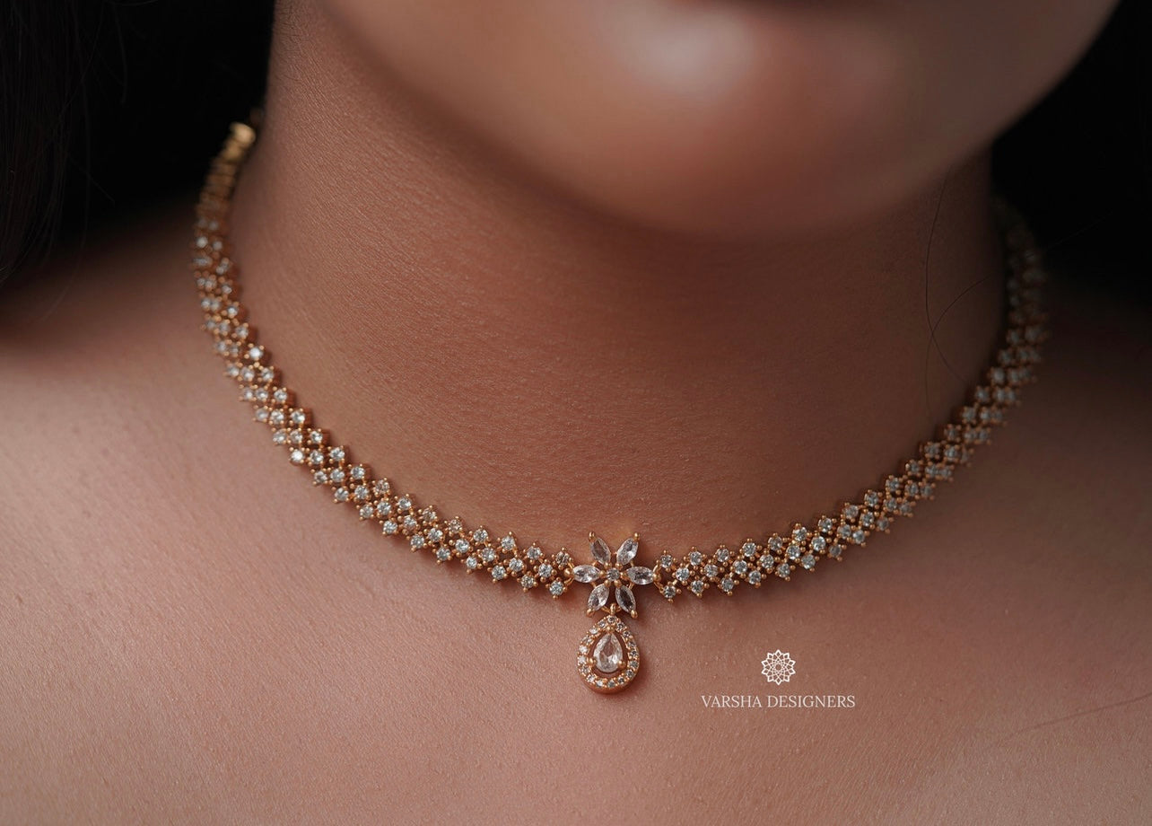 Matte Finish White Stone Necklace