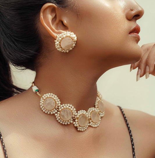 Natural Stone Fresh Water Pearls Choker