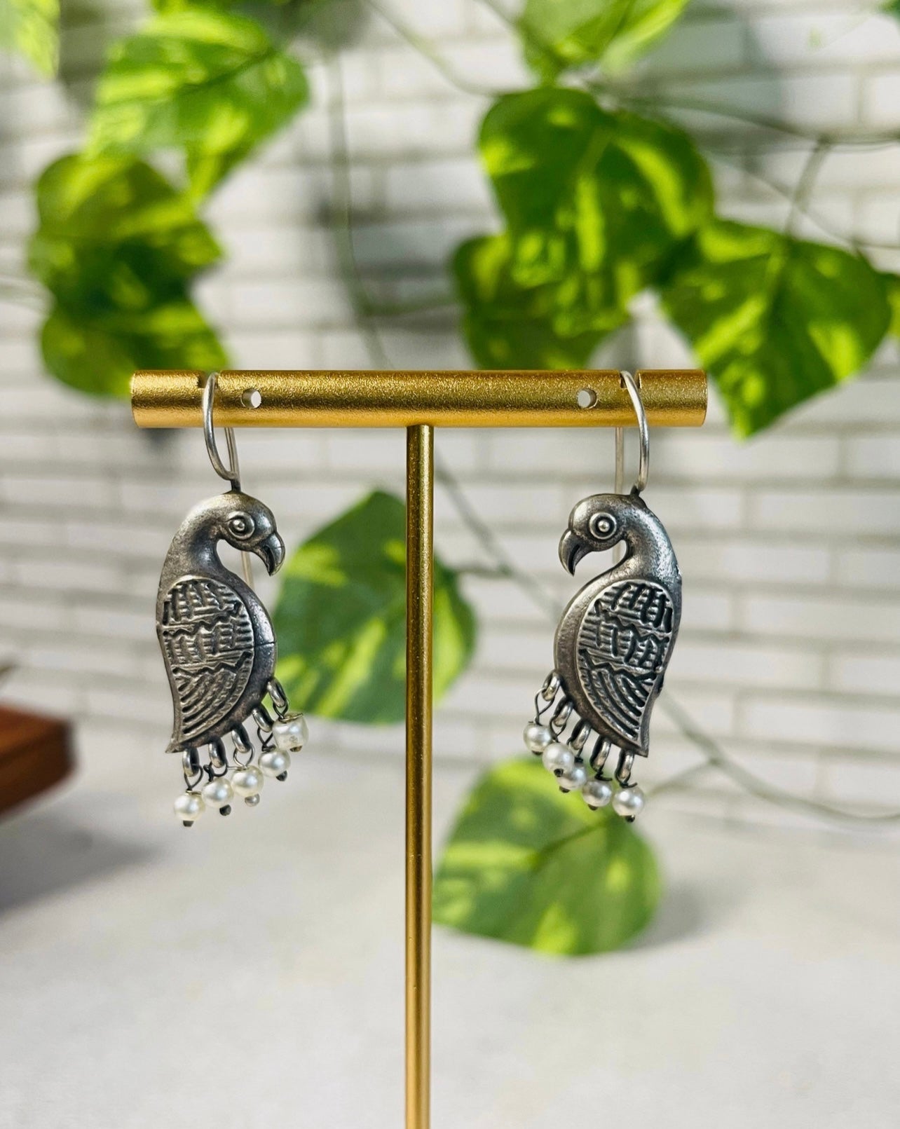 Oxidised Peacock Earrings
