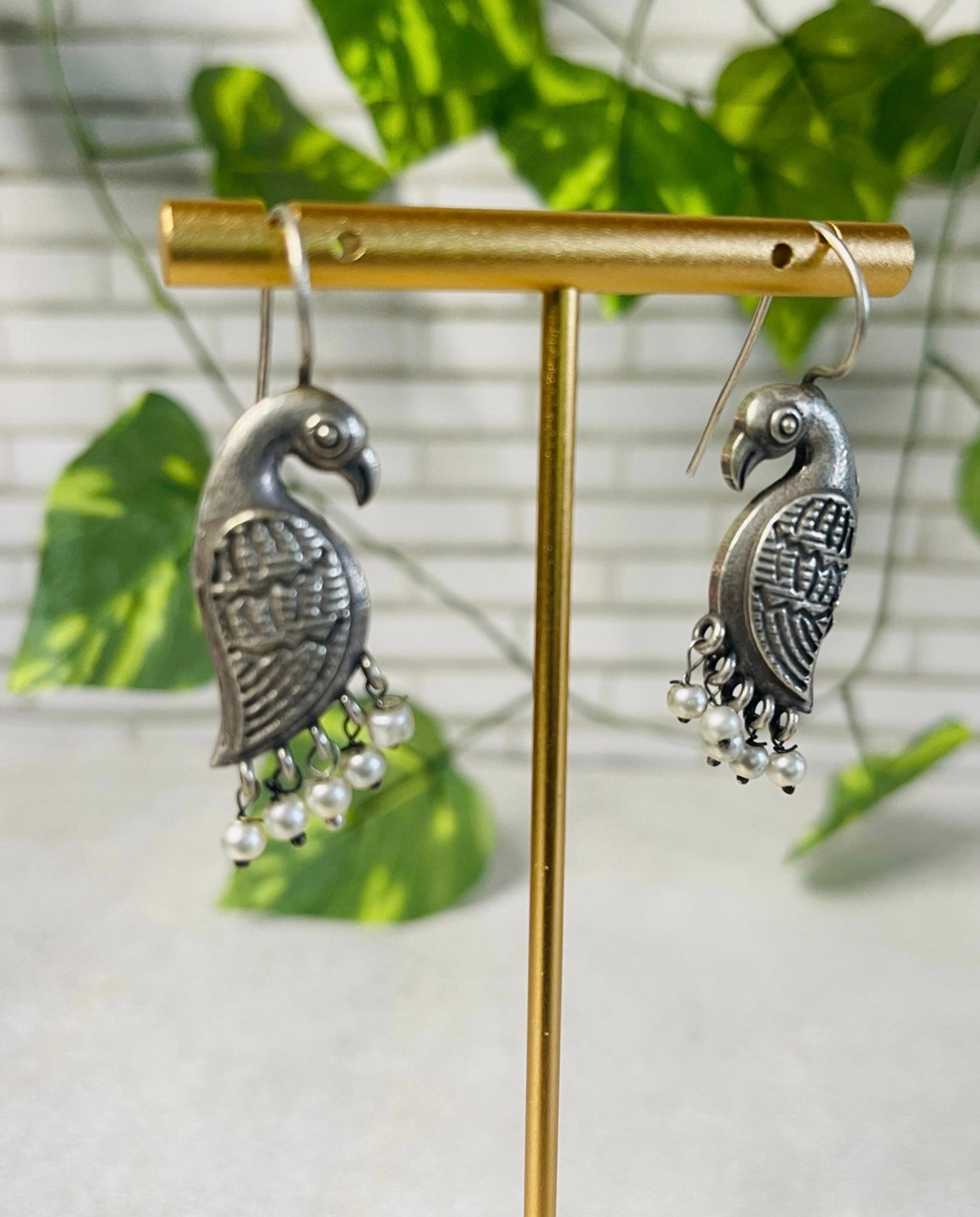 Oxidised Peacock Earrings