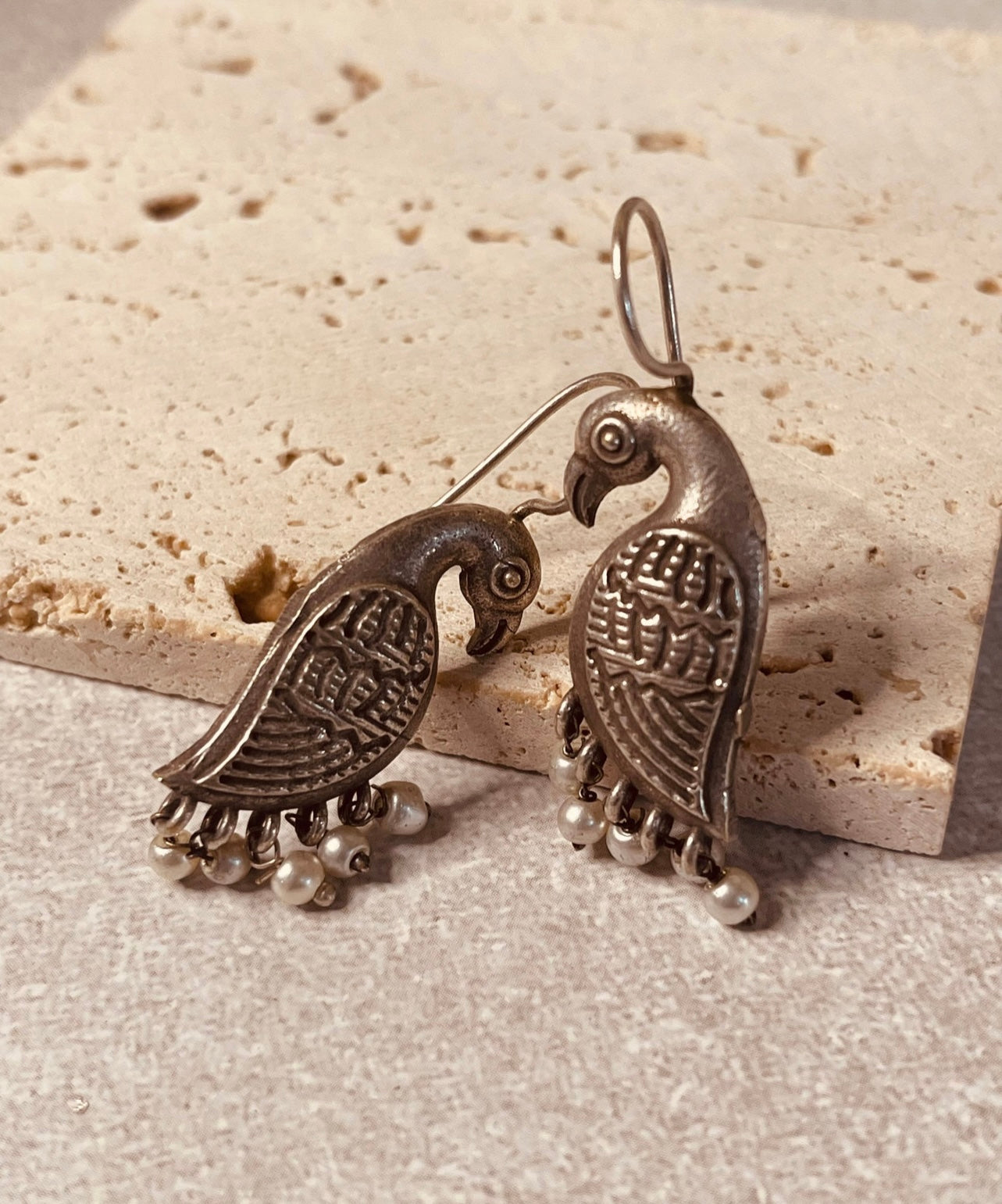 Oxidised Peacock Earrings