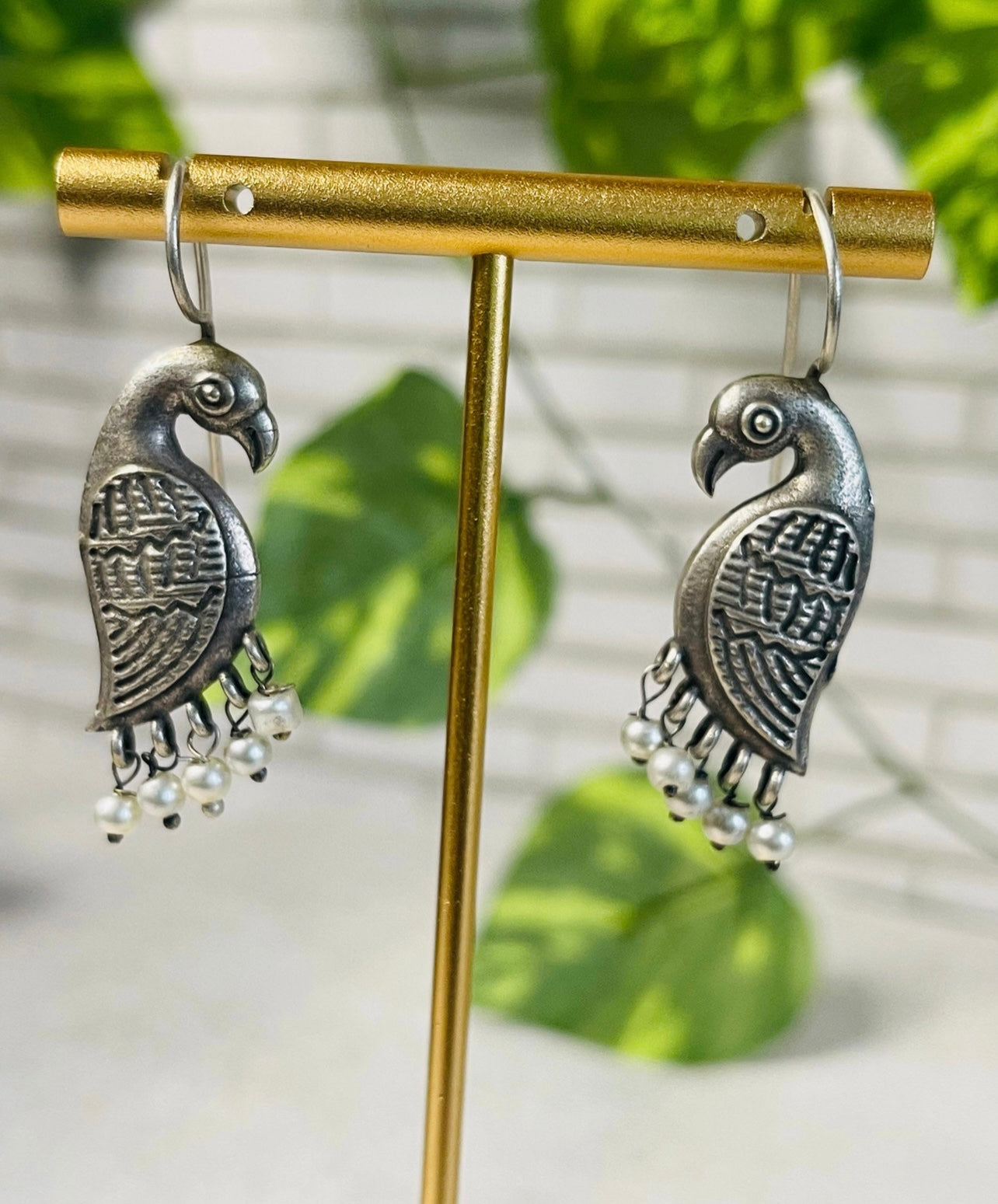 Oxidised Peacock Earrings