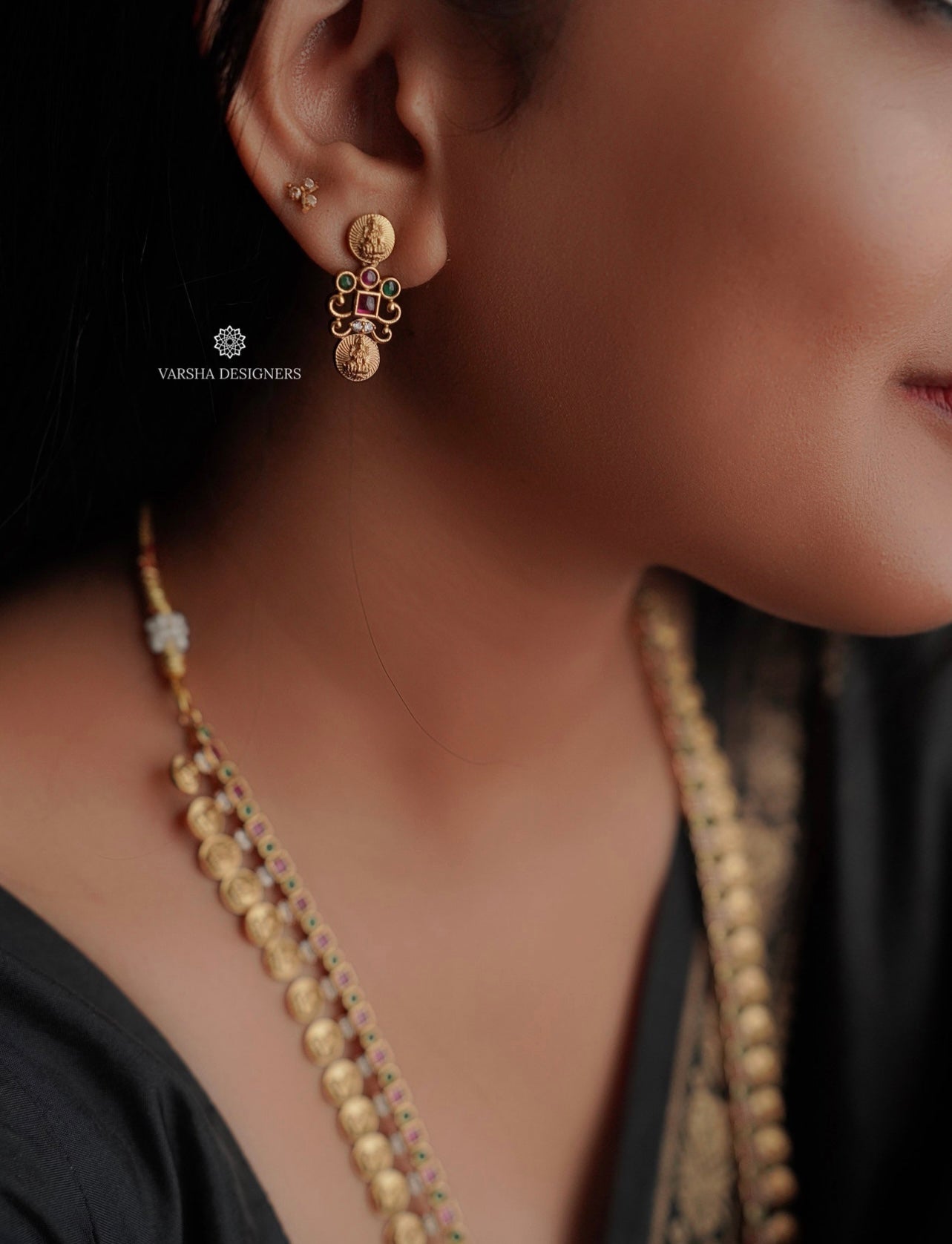 Premium Matte Finish Lakshmi Devi Kasu Haram