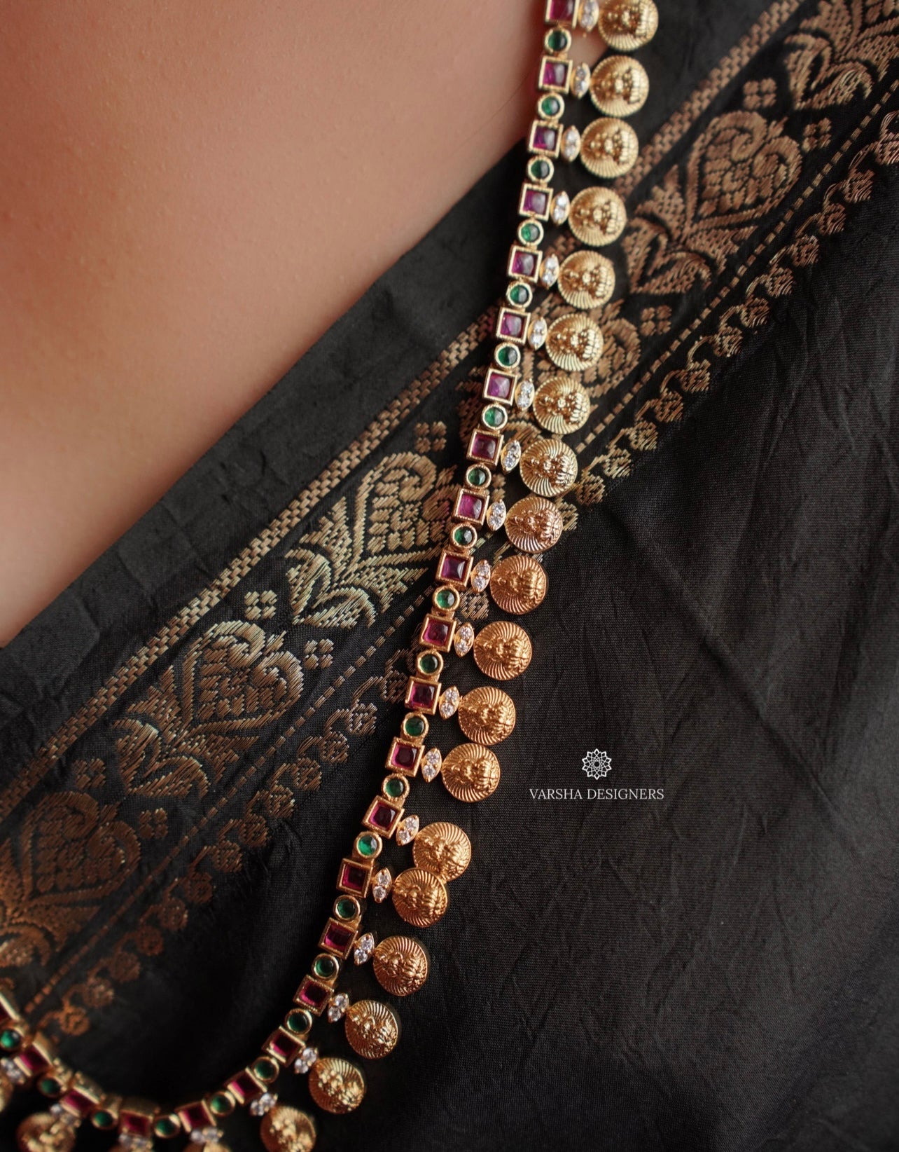 Premium Matte Finish Lakshmi Devi Kasu Haram