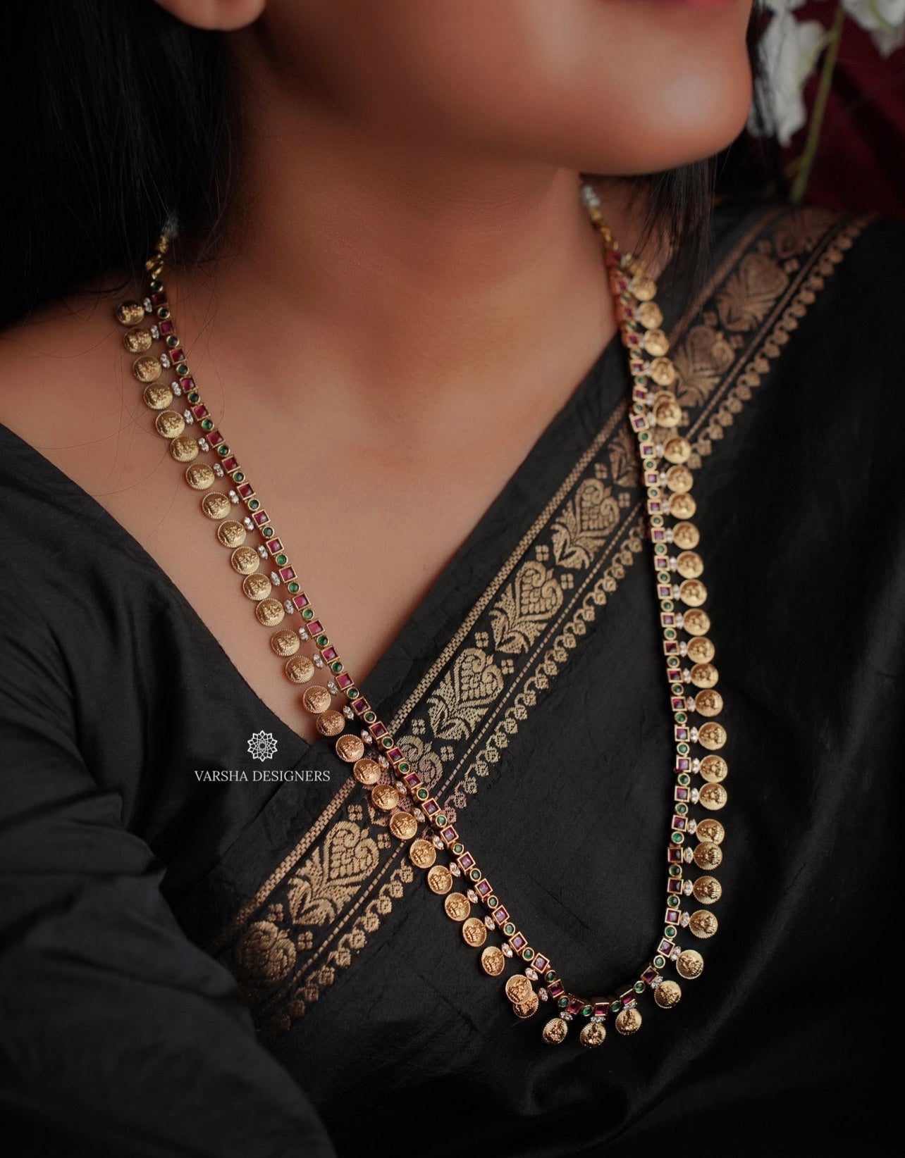 Premium Matte Finish Lakshmi Devi Kasu Haram