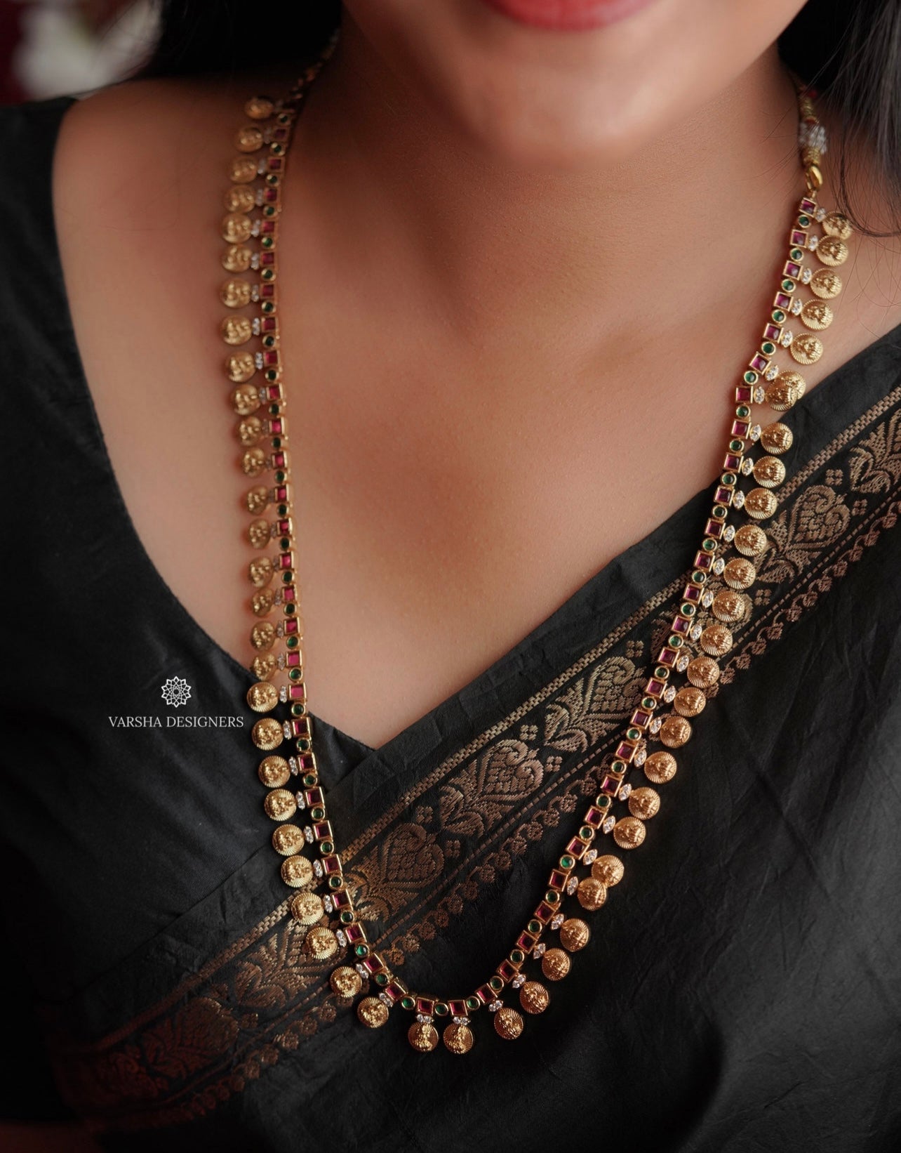 Premium Matte Finish Lakshmi Devi Kasu Haram