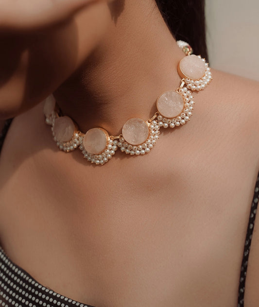 Rose Quartz Stone Designer Necklace