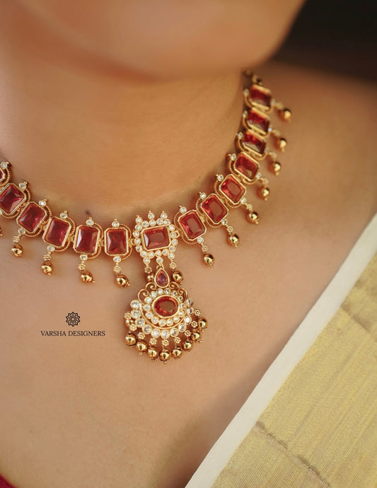 Ruby Stone Necklace Set