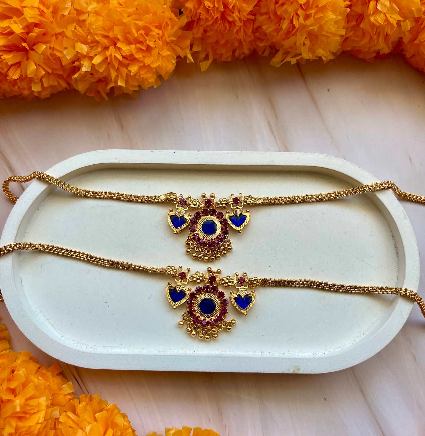 Sapphire Kerala Palakka Necklace