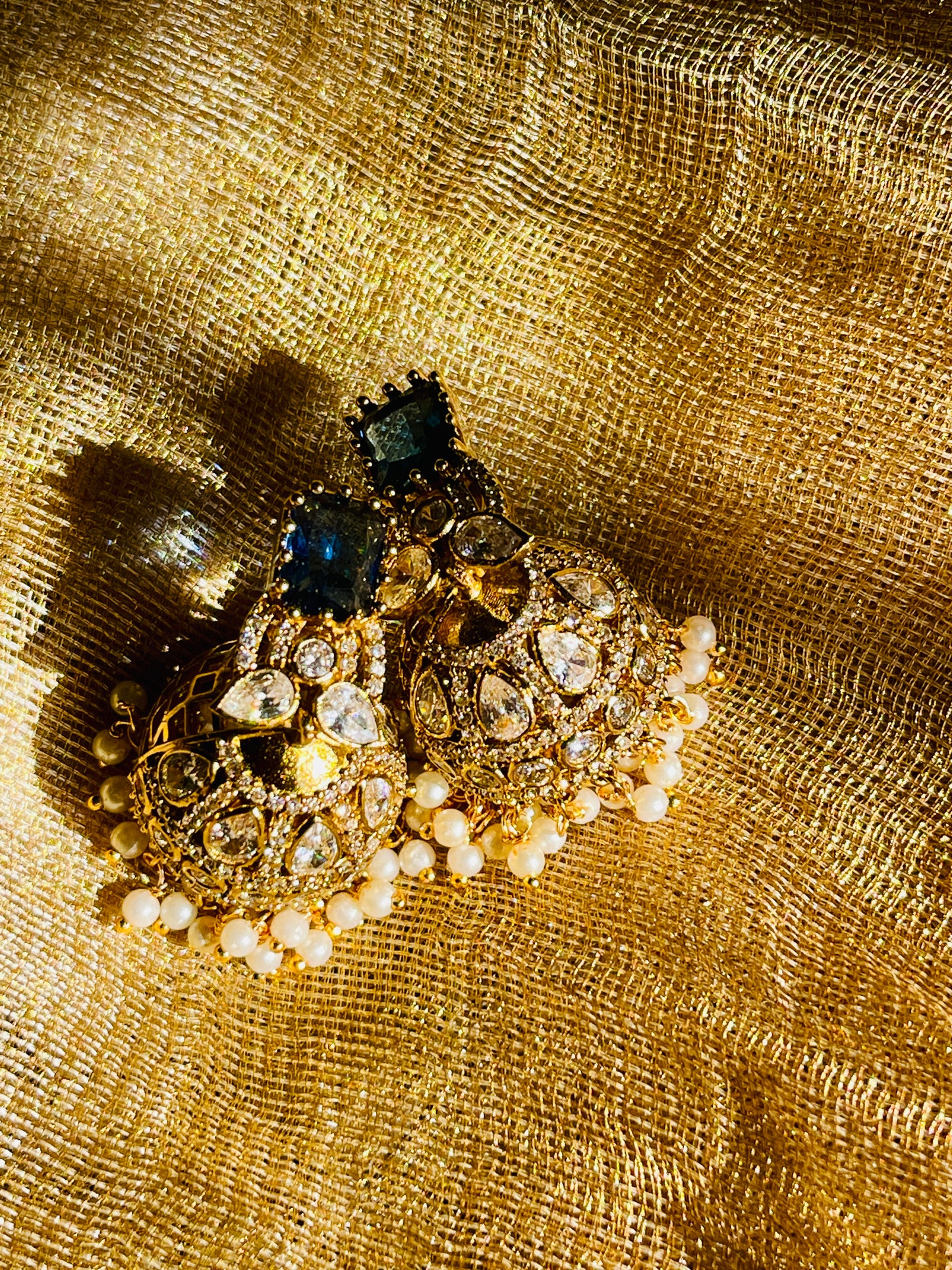 Sapphire Stone Victorian Jhumkas