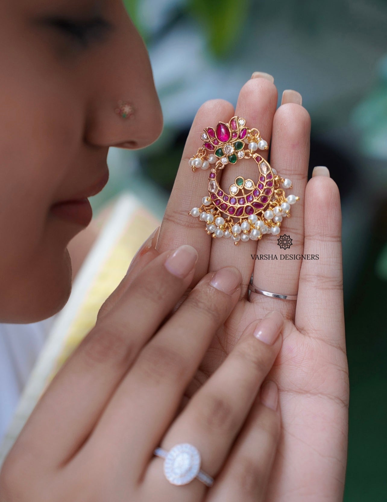 Signature Kemp Stone Chandbali Earrings