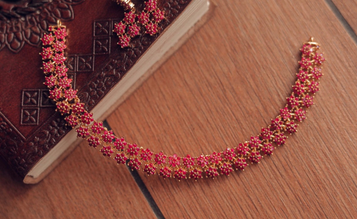Simple Star Design Ruby Necklace