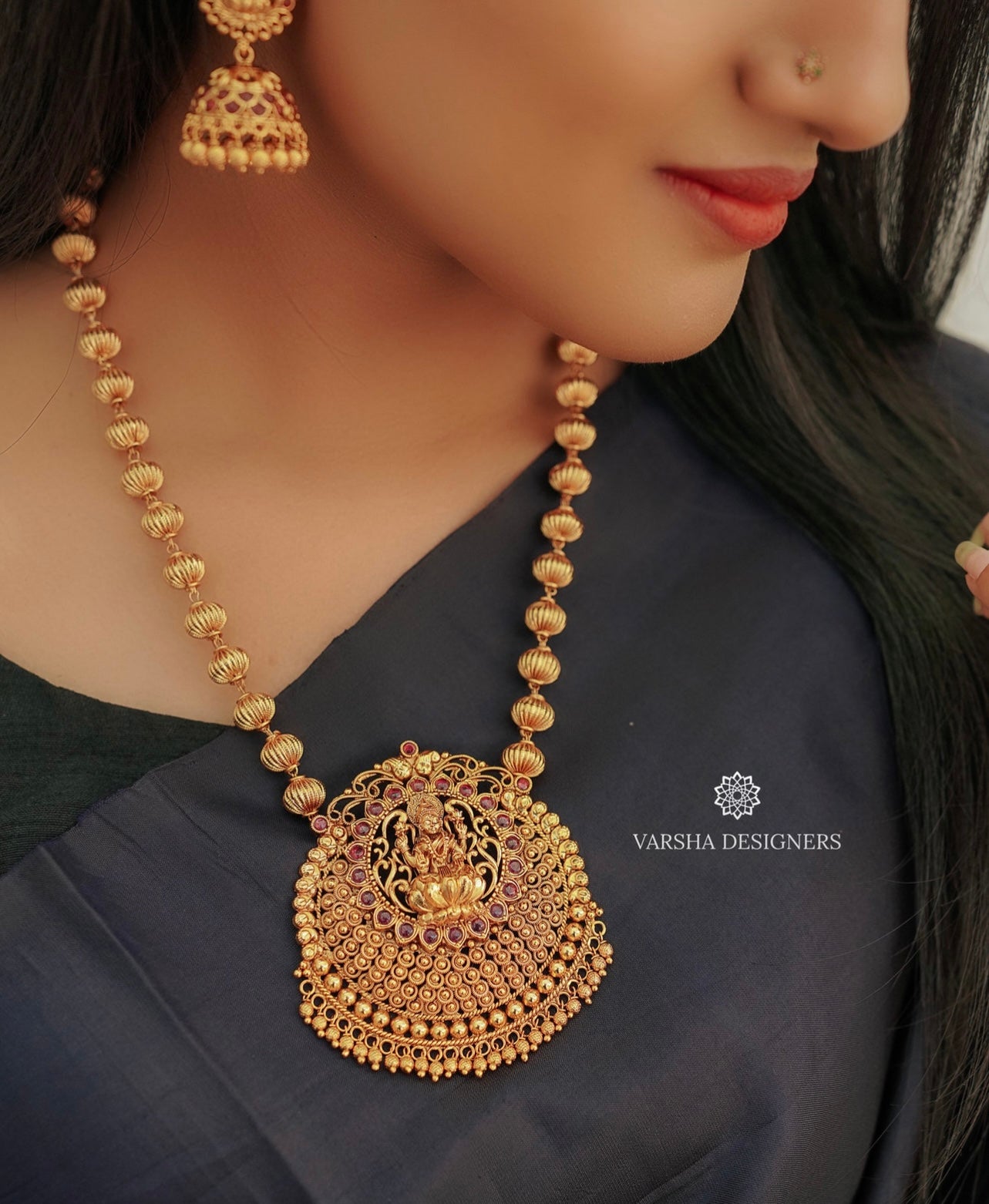 Statement Bridal Nakshi Gold Beads Haram