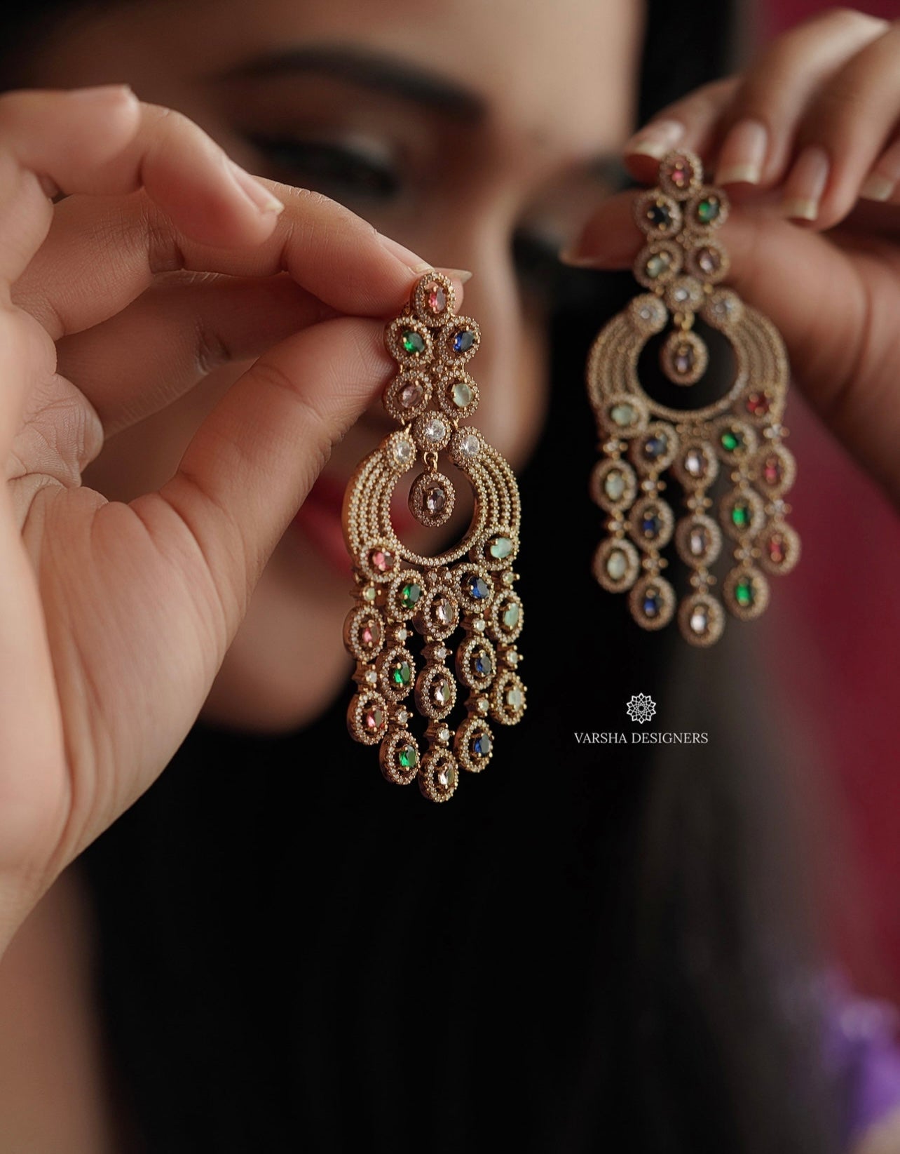 Statement Zircon Multi Stone Earrings