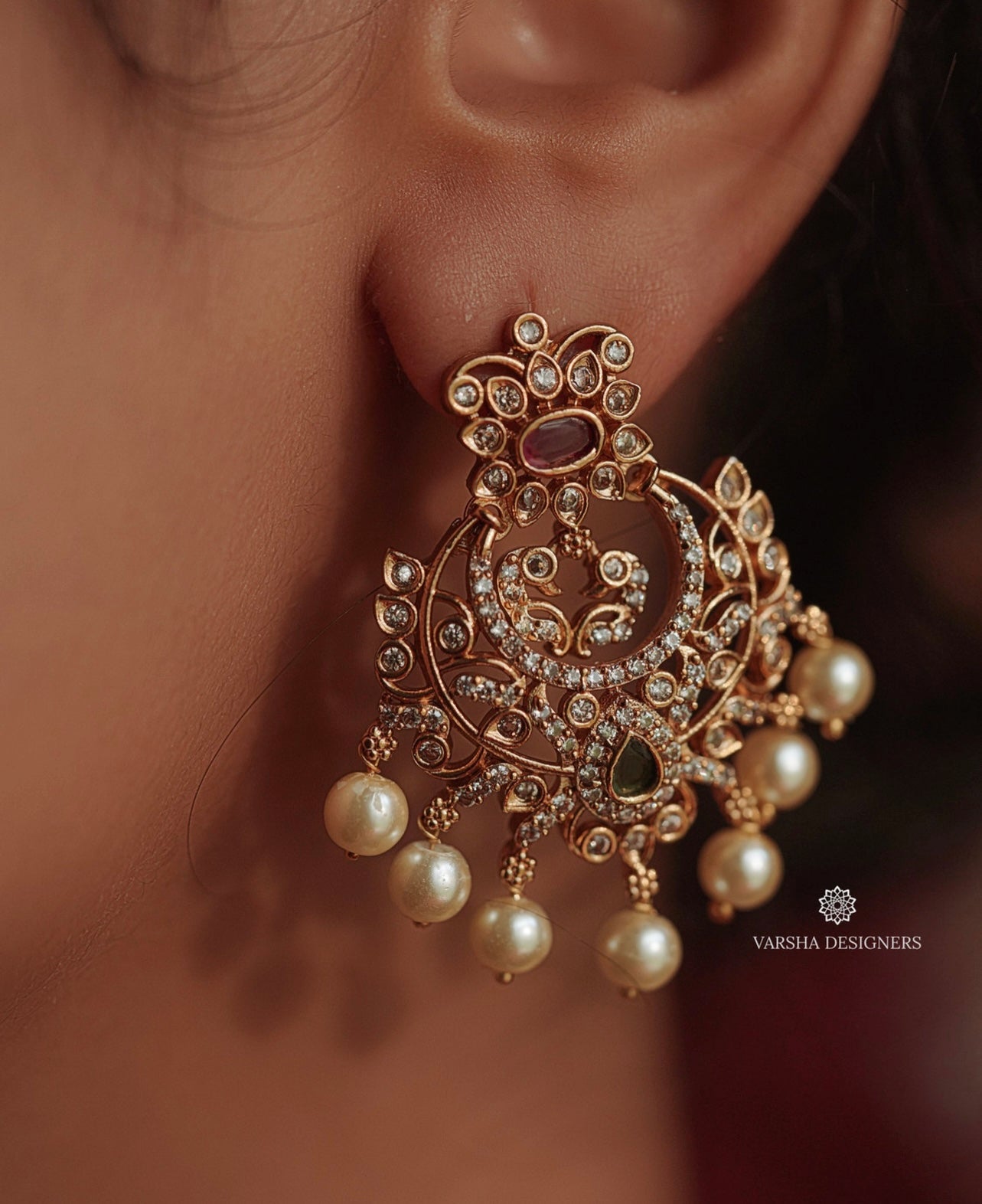 Three Layer Pearl Haram with AD Pendant