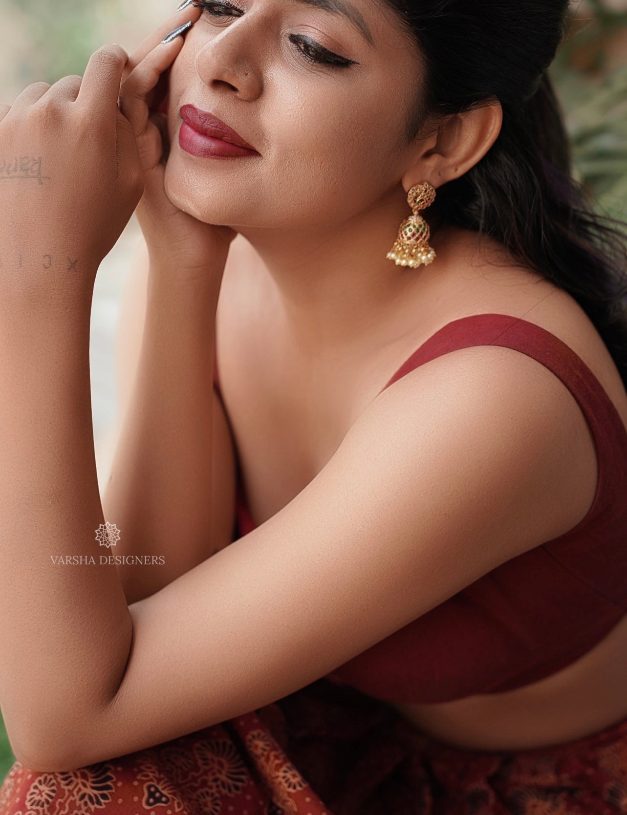 Traditional Multi Stone Kemp Jhumkas