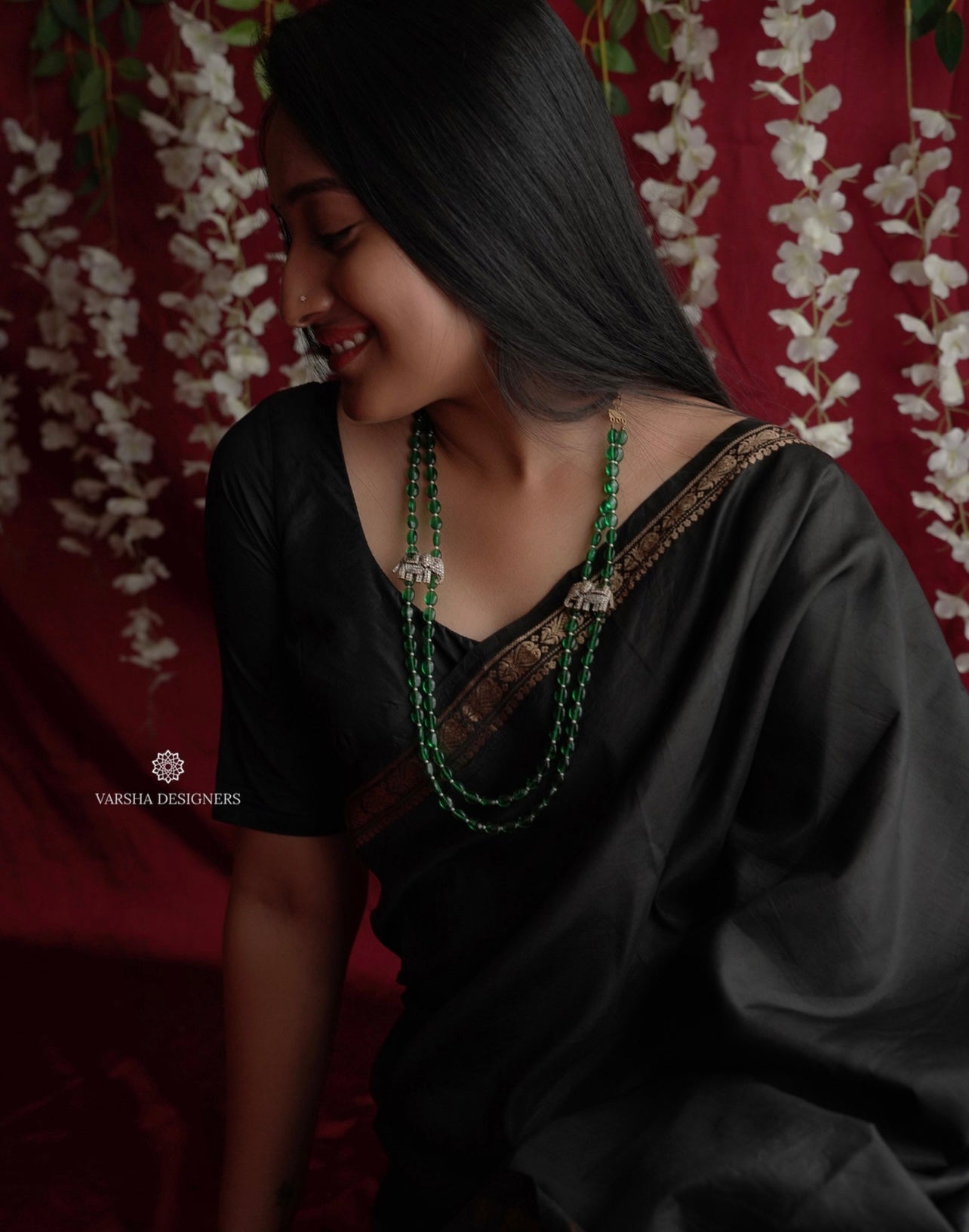 Victorian Elephant Design Green Beaded Haram