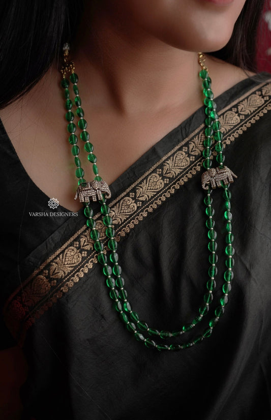 Victorian Elephant Design Green Beaded Haram