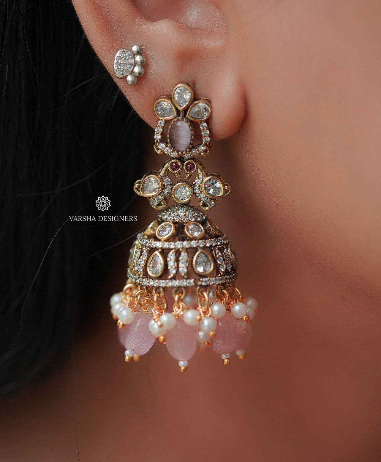 Victorian Rose Drop Jhumkas