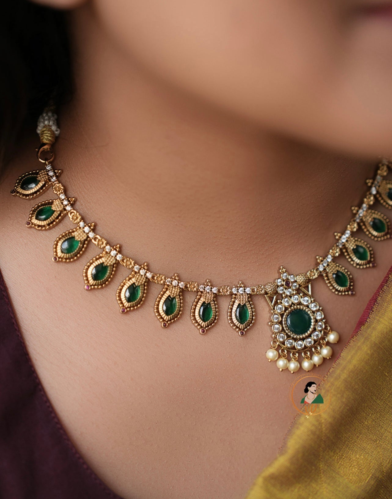 Vintage Emerald Kerala Necklace Set