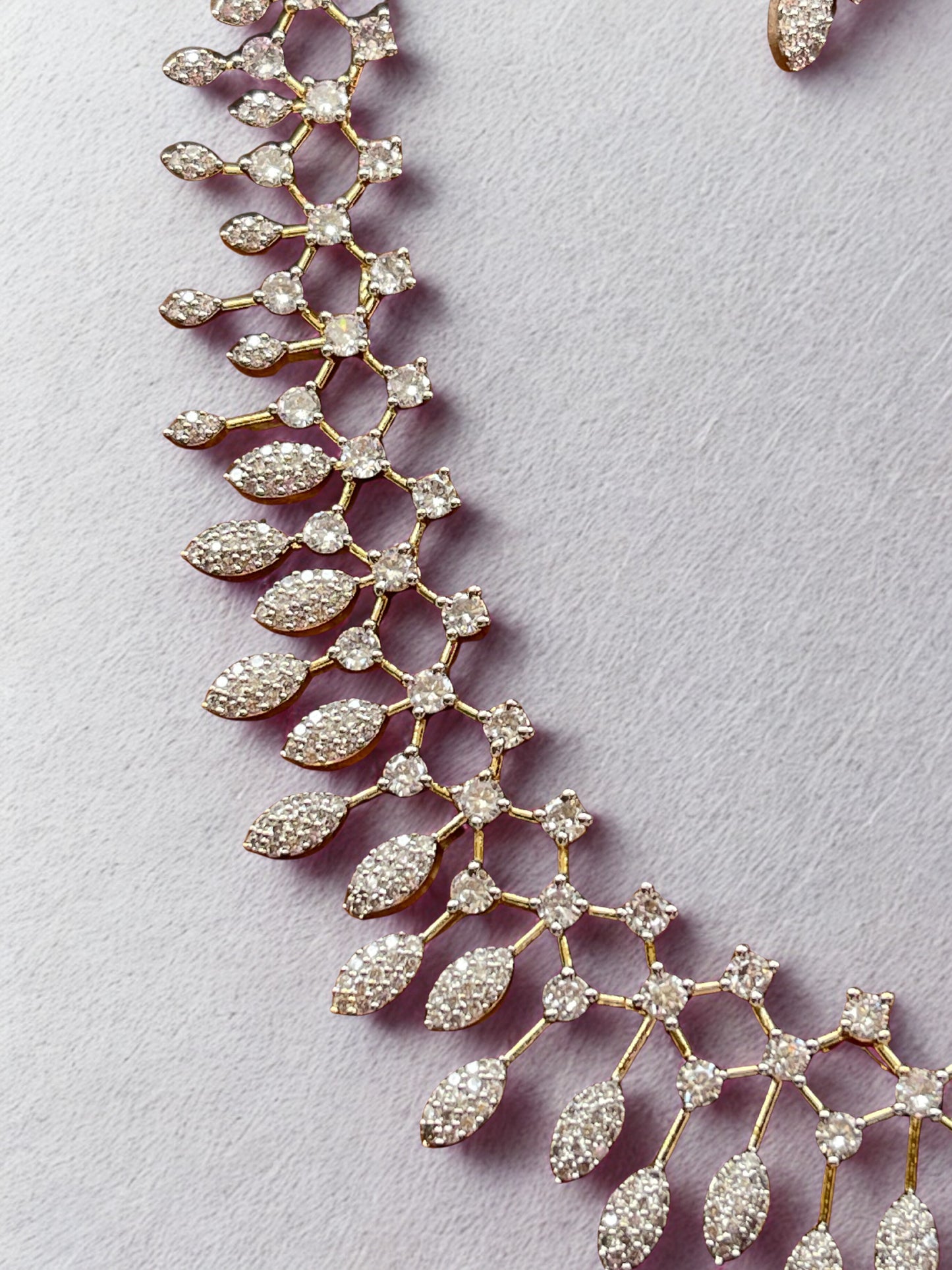 White Stone Teardrop Necklace Set