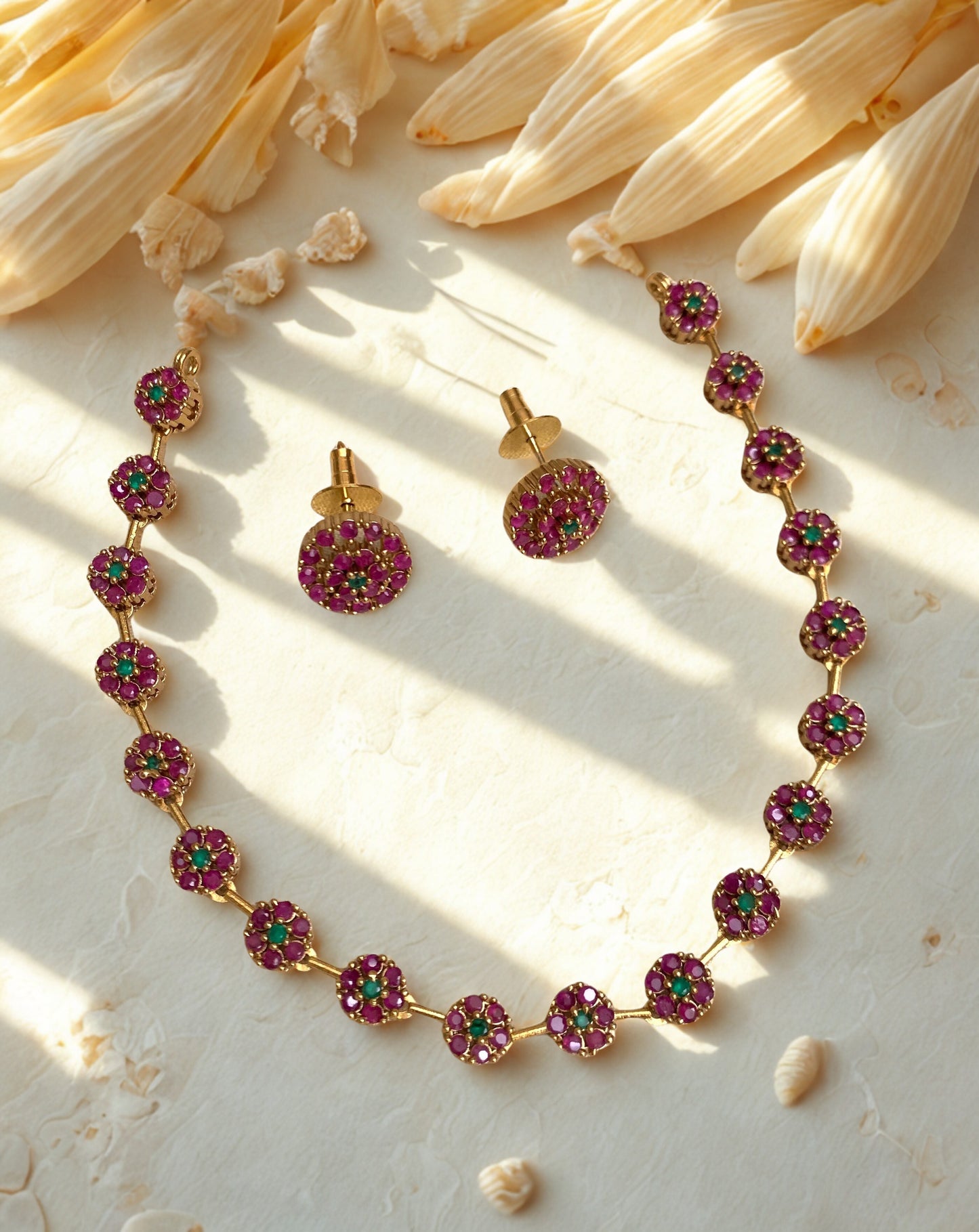 Simple Ruby & Emerald Necklace