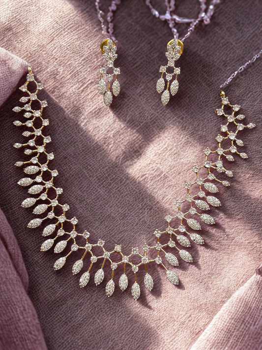 White Stone Teardrop Necklace Set