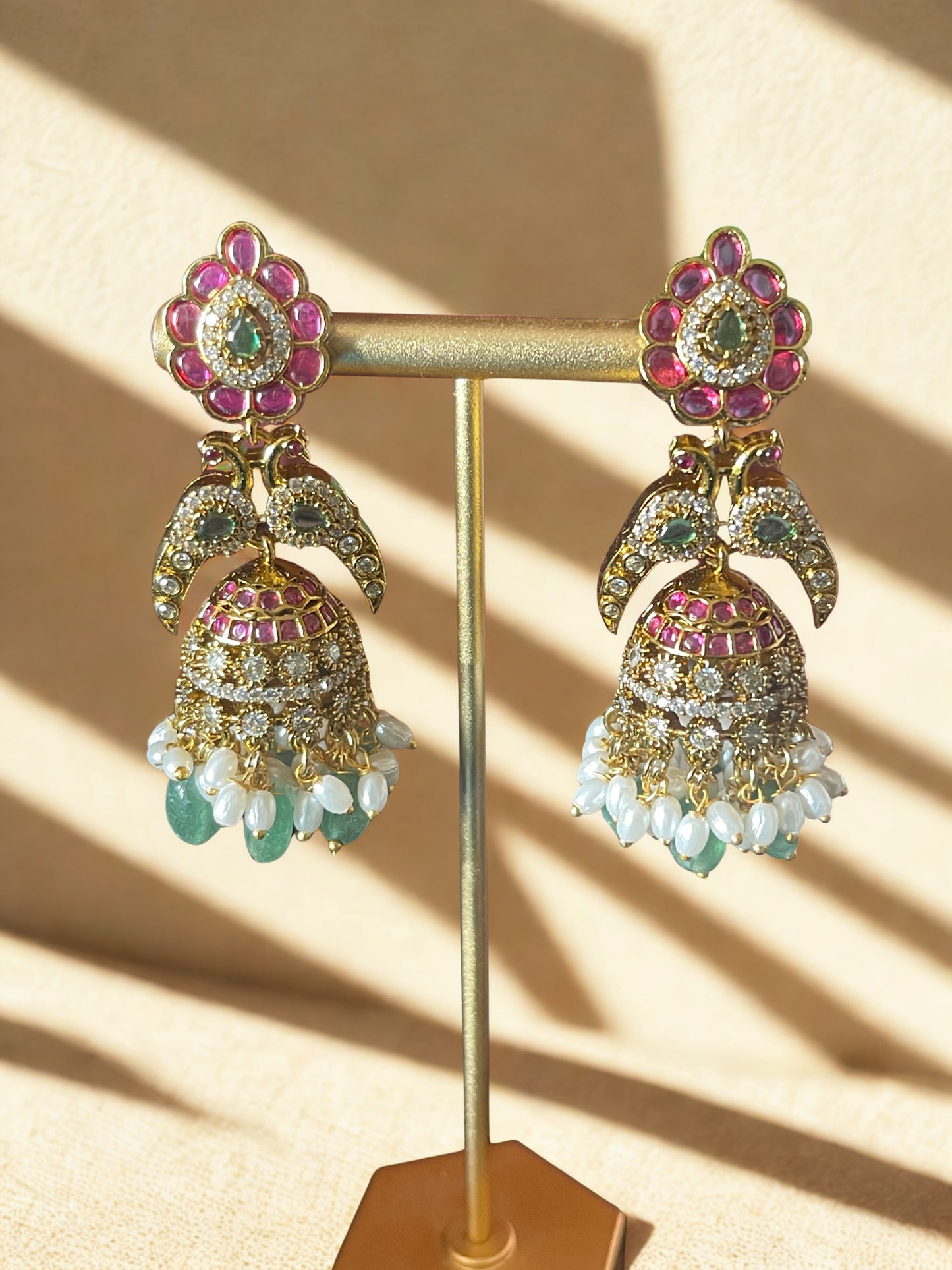 Exquisite Bridal Dual Peacock Jhumka