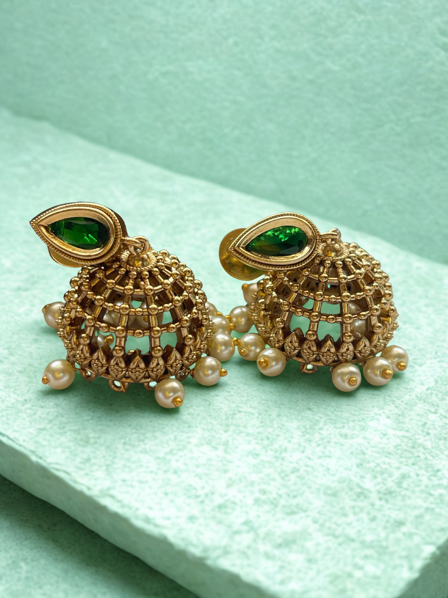 Teardrop Emerald Jhumka