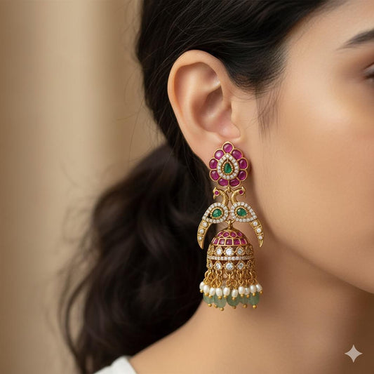 Exquisite Bridal Dual Peacock Jhumka