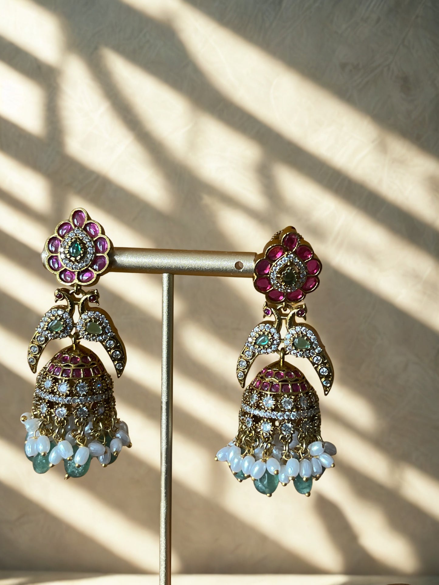 Exquisite Bridal Dual Peacock Jhumka