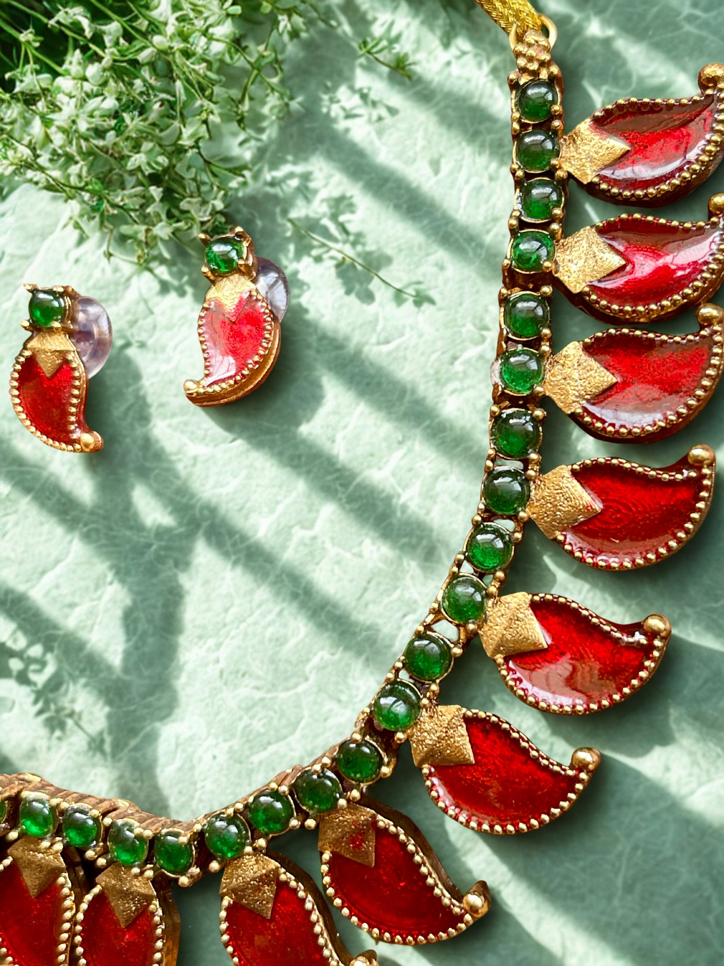 Deep Red Paisley Necklace