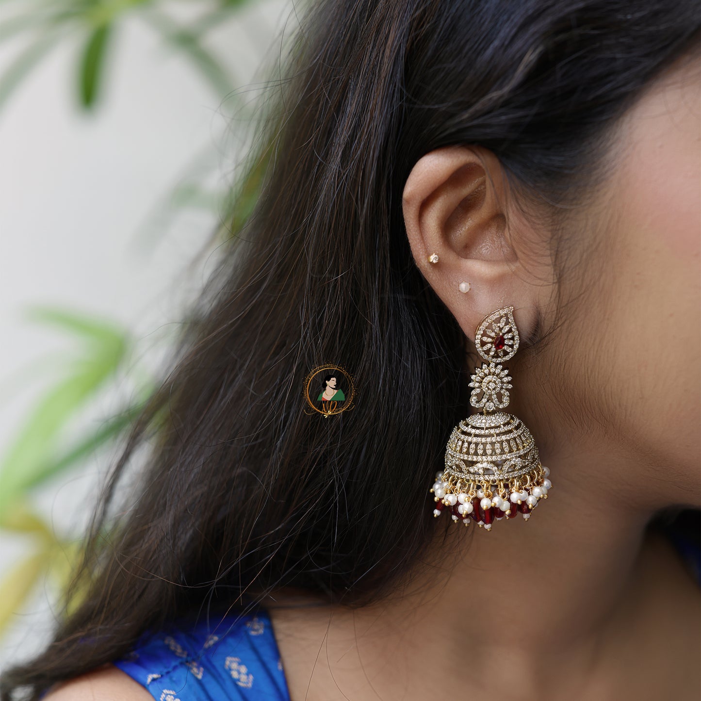 Deep Ruby Victorian Jhumka