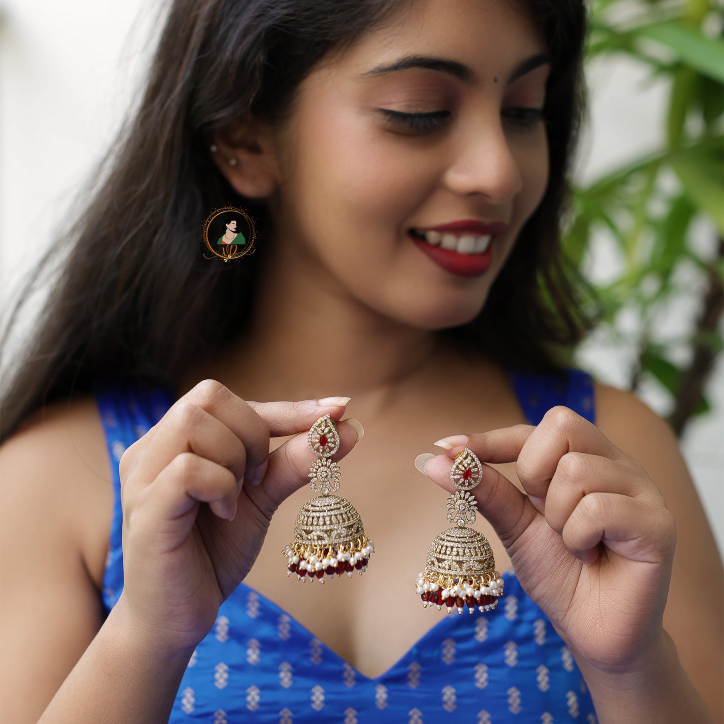 Deep Ruby Victorian Jhumka