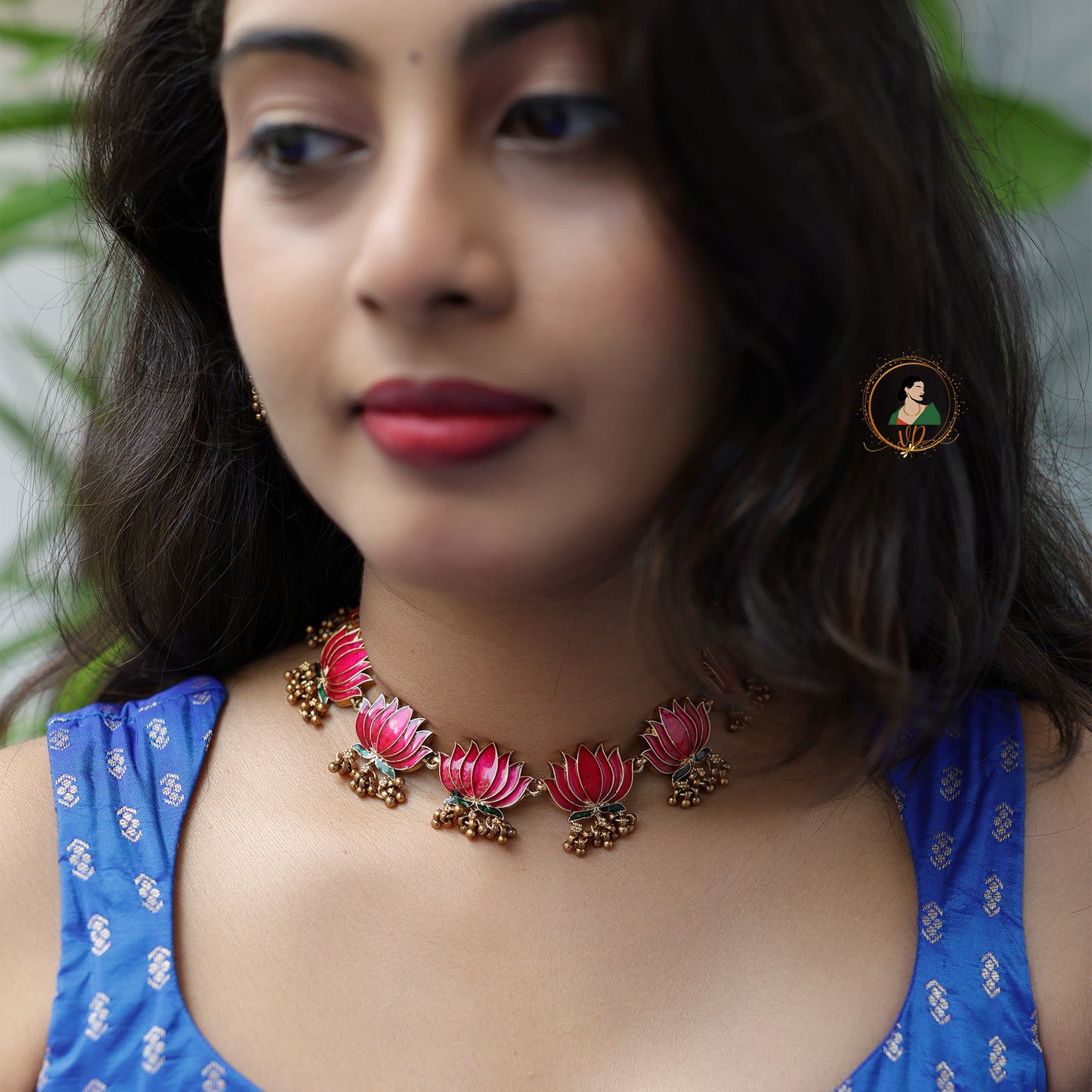 Ruby Lotus Necklace Set