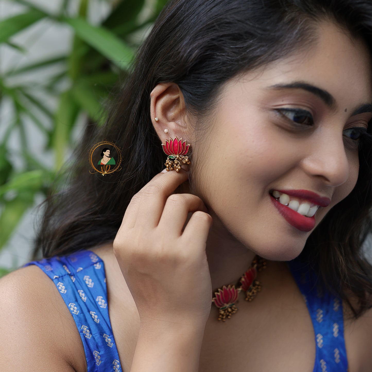 Ruby Lotus Necklace Set