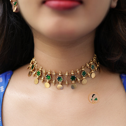 Floral Coin Choker