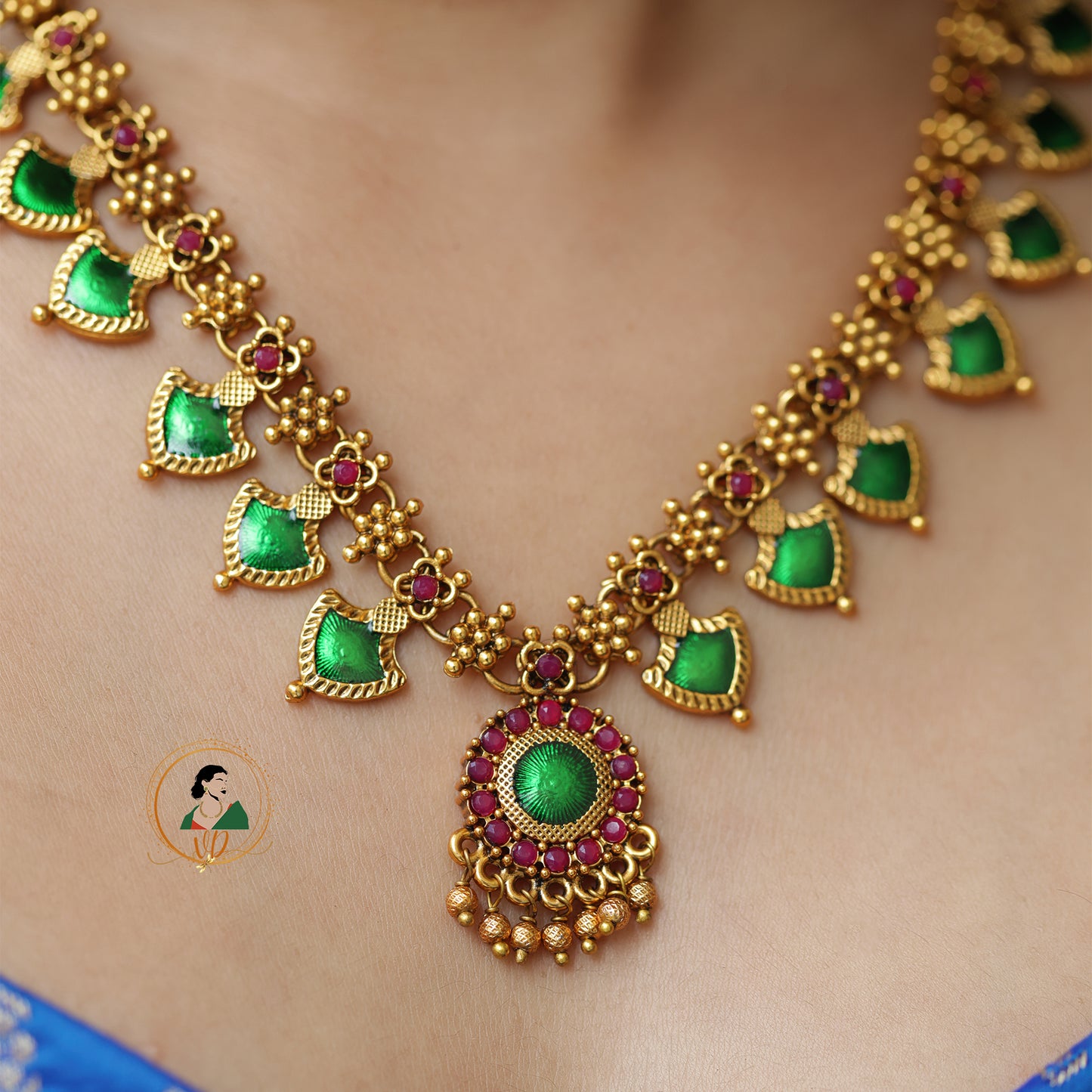 Emerald & Ruby Palakka Long Chain