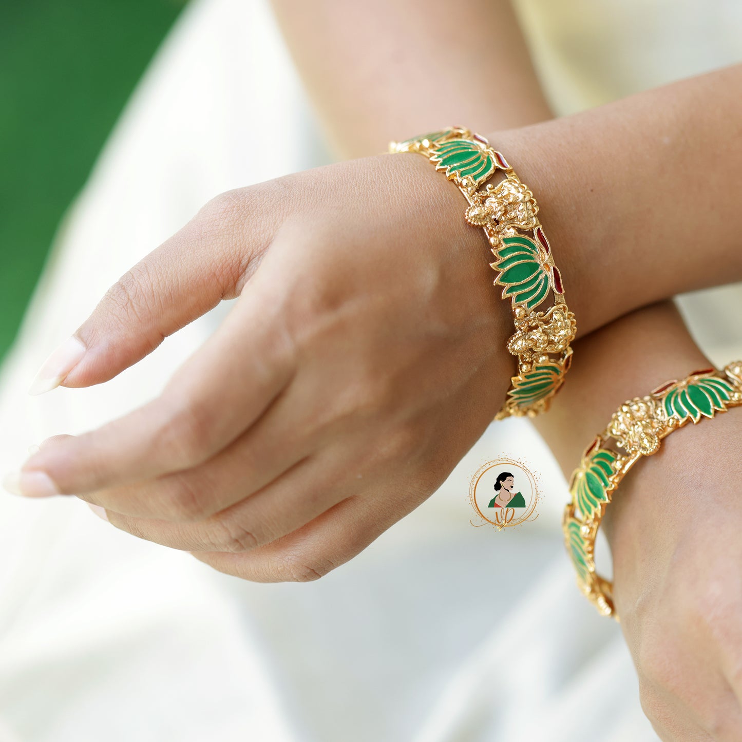 Emerald Lotus Bangles
