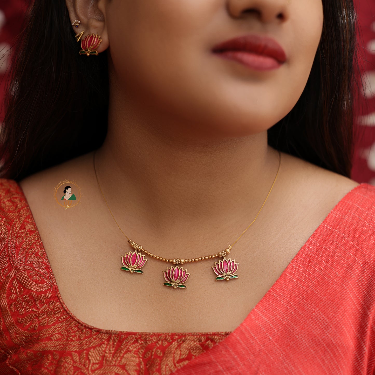 Lotus Pendant Invisible Necklace Set