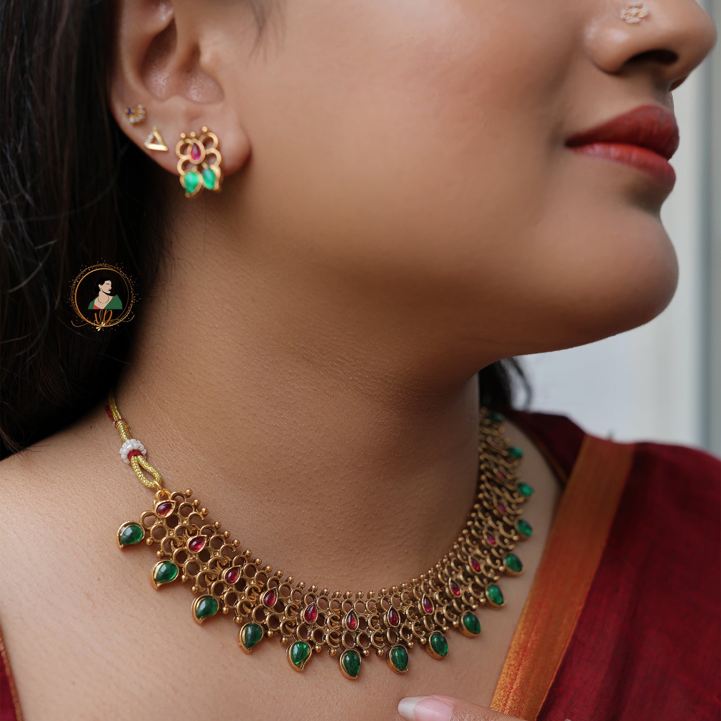 Multistone Grid Necklace Set