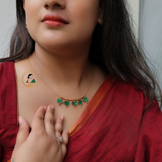 Gold Finish Invisible Palakka Necklace Set
