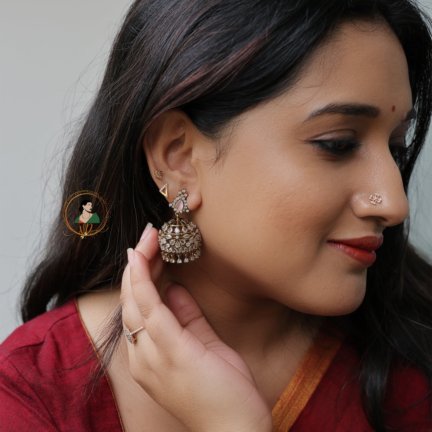 Baby Pink Zircon Jhumka