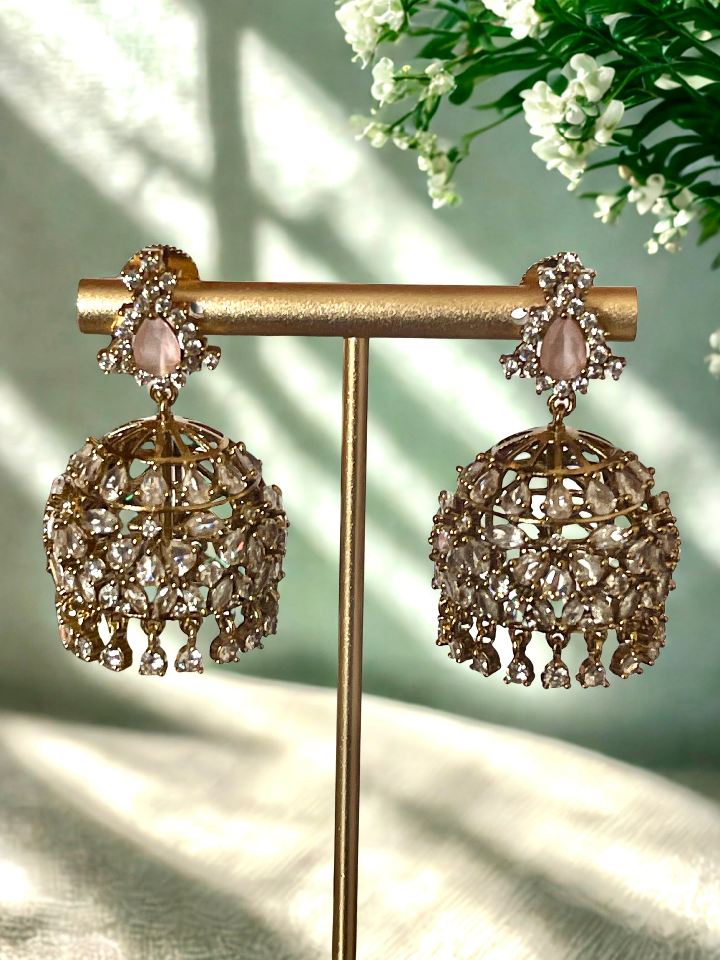 Baby Pink Zircon Jhumka