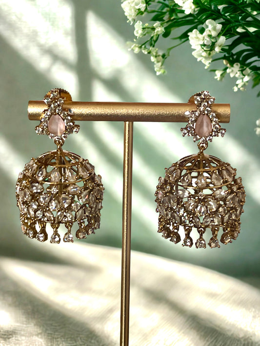 Baby Pink Zircon Jhumka