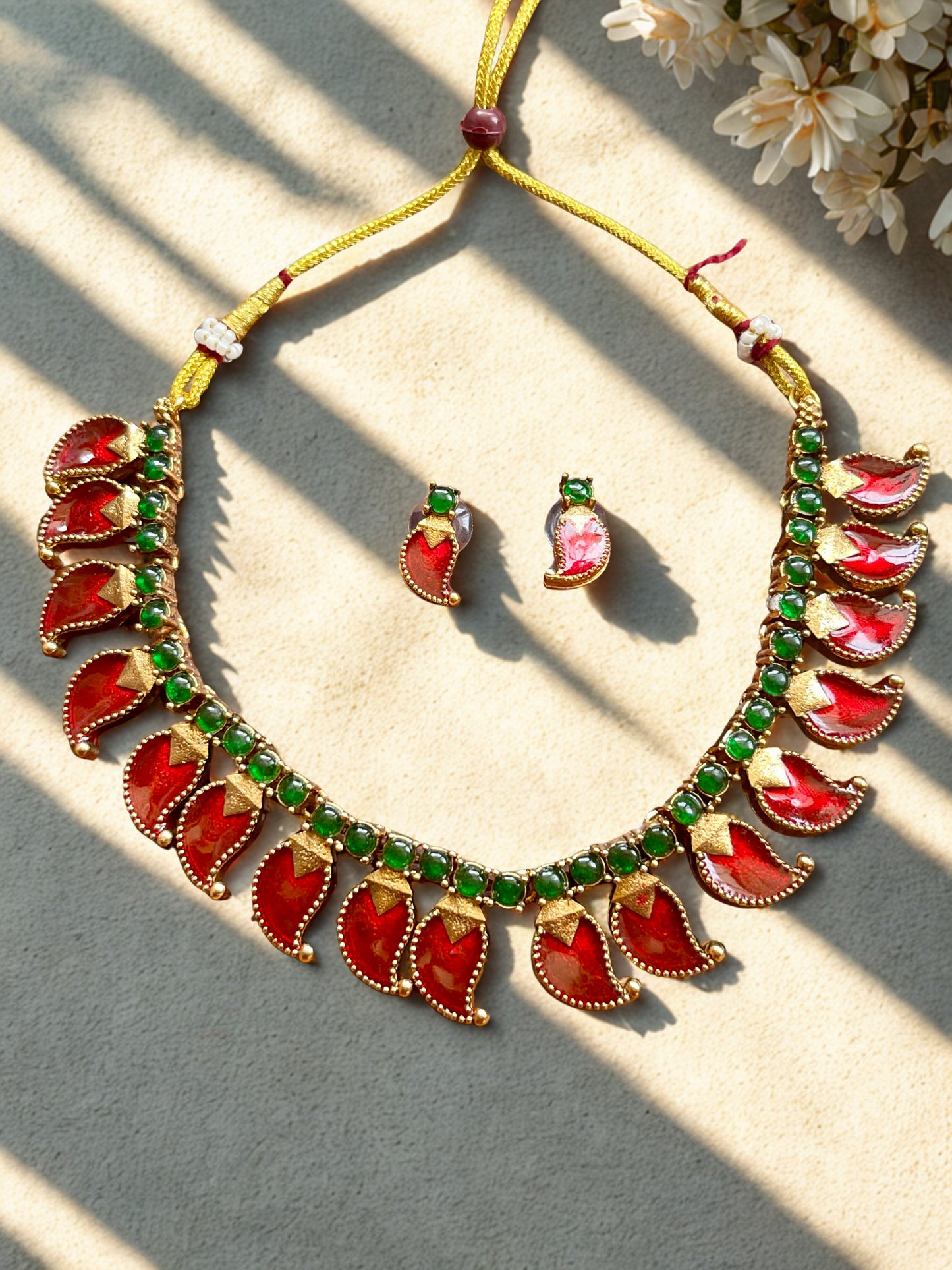 Deep Red Paisley Necklace