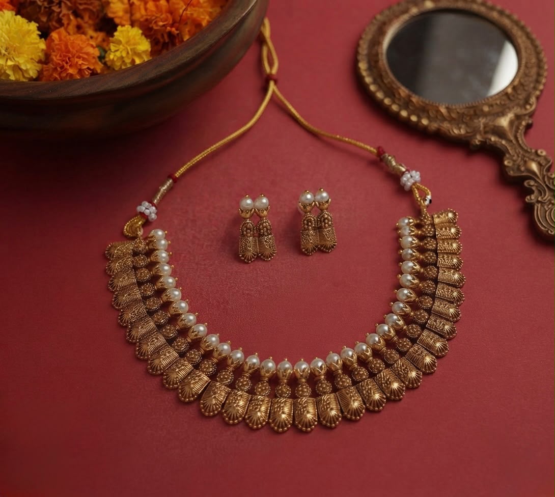 Simple Pearl Rivet Necklace