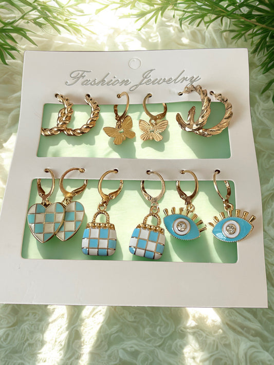 Golden Hoop Earrings Set