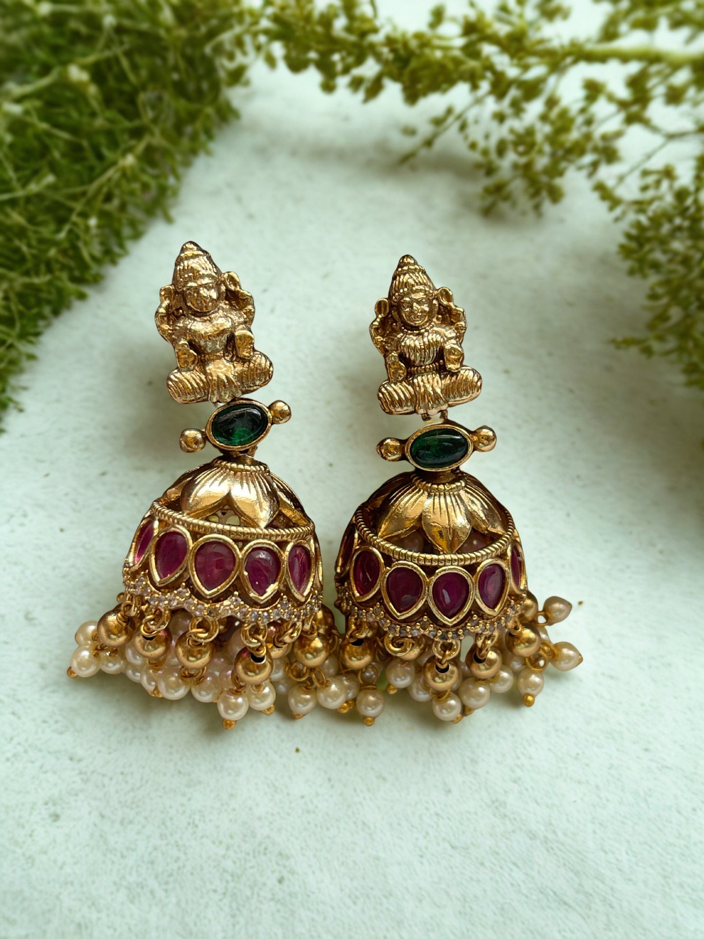 Premium Matte Temple Jewellery Jhumka
