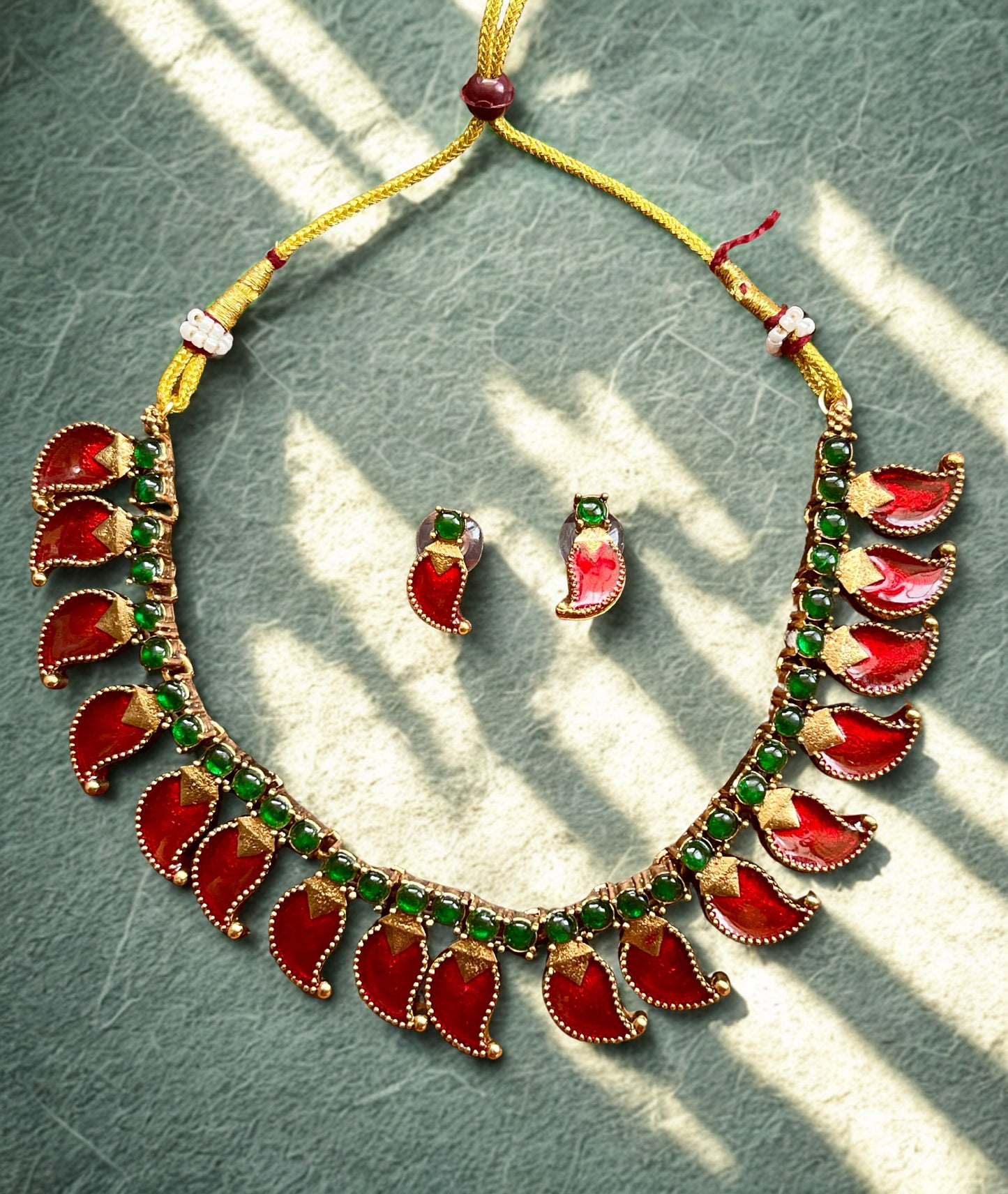 Deep Red Paisley Necklace